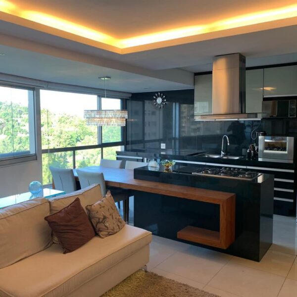 Cozinha em conceito aberto Apartamento mobiliado de 2 Quartos, com 2 vagas, à venda por R$920.000,00 no Condomínio Cennario Vila da Serra