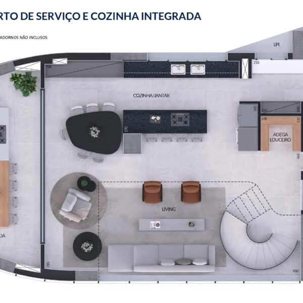 Planta Primeiro Duplex com cozinha integrada 231m2 Apartamento de 4 suítes, com 4 vagas, à venda por R$3.320.000,00, no Edifício Residencial Miró, no Vale do Sereno, Nova Lima