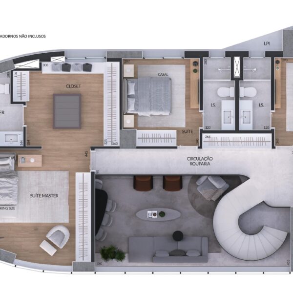 Planta Segundo Dulpex, 3 suites 231m2 Apartamento de 4 suítes, com 4 vagas, à venda por R$3.320.000,00, no Edifício Residencial Miró, no Vale do Sereno, Nova Lima
