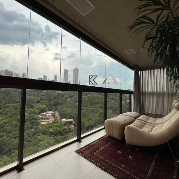 Vista definitiva Apartamento de 4 Quartos, com 4 vagas, à venda por R$2.700.000,00 no Edifício Bosque do Sereno, Vila da Serra, Nova Lima