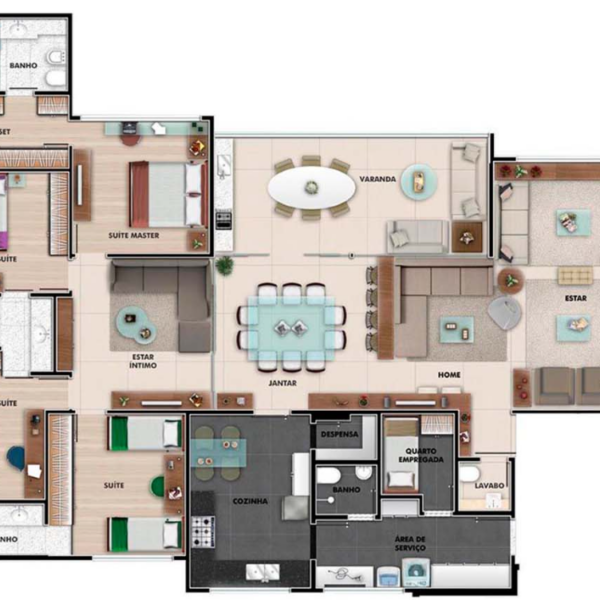 Planta original Apartamento de 4 Quartos, 4 Vagas, por R$3.980.000,00, no Edifício Blue Tower, Vila da Serra, Nova Lima - MG