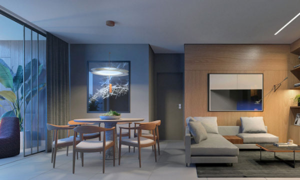 Sala ampla do decorado Apartamento de 03 Quartos, com 115m², à venda por R$1.980.000,00 no Luar Residencial Vale do Sereno