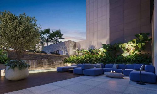 Deck com fire pit area externa Citta Sereno Vale do Sereno