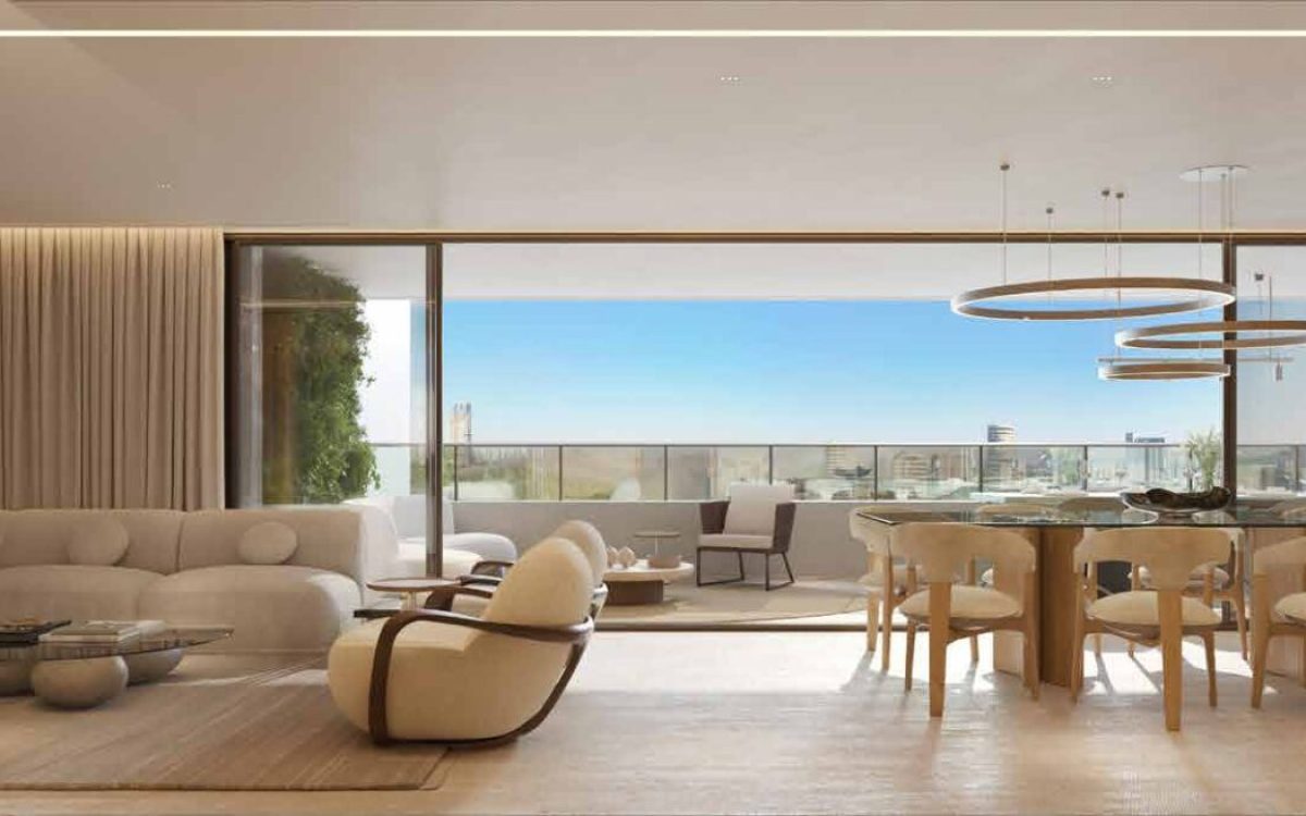 Sala de estar e jantar apartamento Citta Sereno 232m2 Vale do Sereno