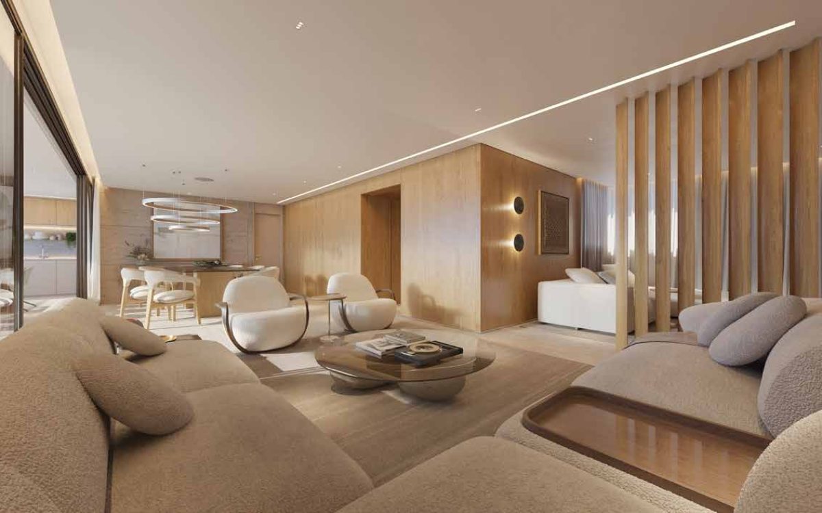 Living integrado cozinha apartamento Citta Sereno 4 suites