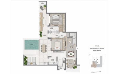 Planta do Apartamento com 2 quartos de 160,15m² à venda no Skyline