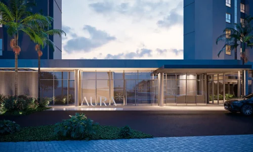 Entrada Pilotis no Condomínio Aura