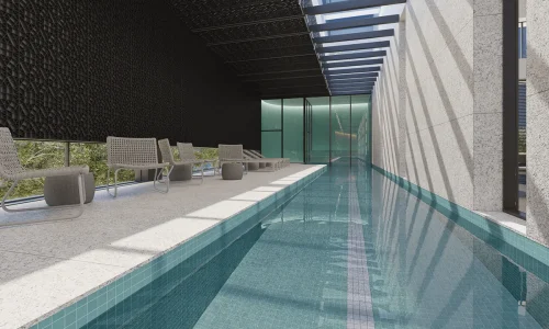 Piscina Coberta no Condomínio Quatro Ventos